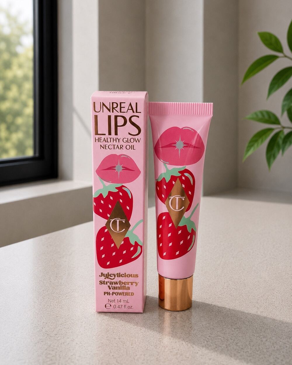 New Charlotte Tilbury Unreal Lips Glow Nectar Oil Juicylicious Strawberry Vanill